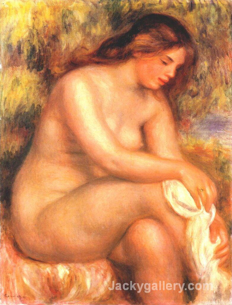 Bather drying her leg by Pierre Auguste Renoir paintings reproduction